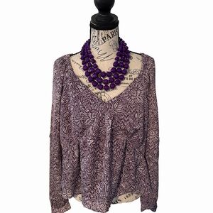 LOFT Purple Paisley V-Neck Women's Tunic Top